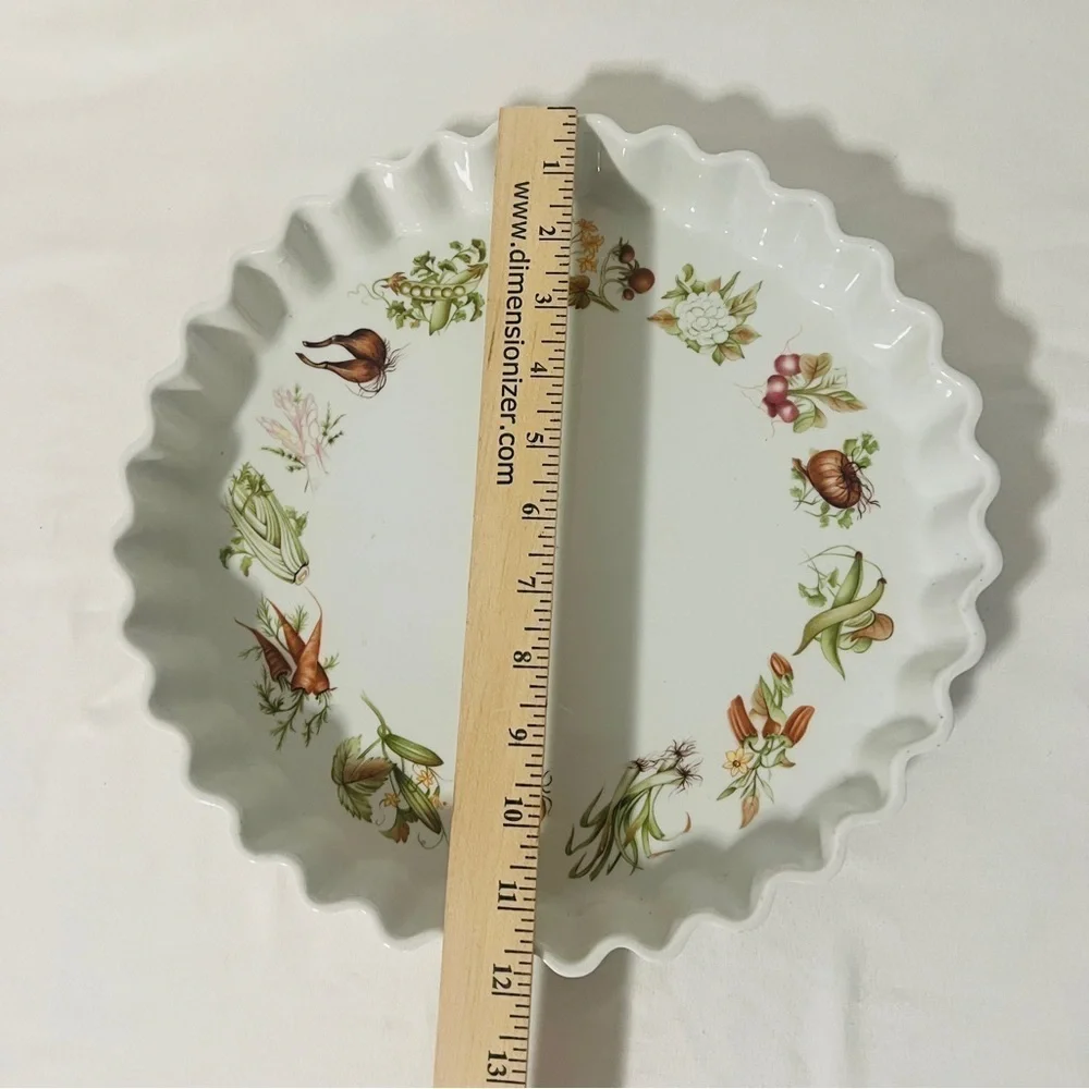 PILLIVUYT  - White Fluted Porcelain 12” QUICHE/TART PAN Vegetable Design France